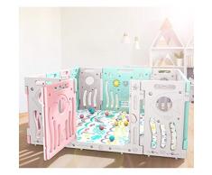 LONTEK Parc bébé pour la sécurité pour enfants Play Yard Home Indoor - Outdoor - Jardin (Multicolor, 16+2 Panels)
