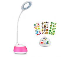 HIHIGOU LED Lampe de Bureau, 3.2W Bras Flexible Contrôle Tactile 3 Niveaux de Luminosité Réglable et 256 Couleurs Changeables base, USB Rechargeable, lampe de chevet enfant, Protégez vos yeux, blanc