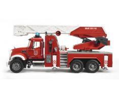 Bruder - 2821 - Vhicule Miniature - Camion - Pompier Mack Granit avec Echelle et Pompe Eau Fonctionnelles