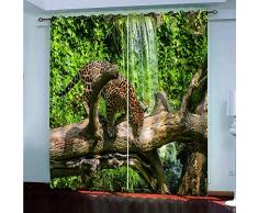 Rideau Occultant À Oeillets 2 Pièces-Léopard des Forêts De Montagne-Rideaux Réduction Bruit Rideau Occultant Décor Moderne pour Chambre denfants Société Bureau Chambre À Coucher-140X245Cm * 2 Panel