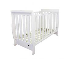 Bc-120 Blanc Bois Massif Traîneau Bébé Lit Taille Réelle 135x66cm Lit DEnfant Convertir à Lit Junior