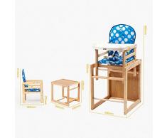 ZHAOYONGLI Chaise Haute Bébé Chaise Haute Évolutive Chaise De Salle À Manger Bleue Multifonctionnelle Avec Ceinture De Sécurité En Bois Massif Créatif Forte Durable Longue durée de vie