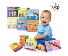 6 Livres Tout Doux | Livre Sensoriel Animaux En Tissu Pour Les Bébés Et Tout-Petits | L’éducation Préscolaire Et Le Développement De Lintelligence Enfants | Apprendre Et Samuser Pendant Des Heures