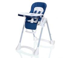 LCP Kids Chaise Haute Bébé et Enfant Réglable de Hauteur et Dossier, Pliante Inclinable avec Tablette - Bleu