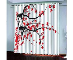 Rideau Occultant À Oeillets - Branches De Cerisier Japonais - Rideaux Réduction Du Bruit Rideau Occultant Décor Moderne Pour Chambre DEnfants Société Bureau Chambre À Coucher - 140X245Cm * 2 Panel