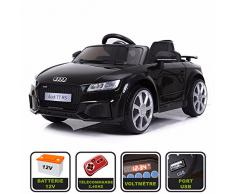 Cristom Voiture de Sport électrique 12V pour Enfant Audi TT RS Télécommande 2.4Ghz- Slot USB et Prise MP3 - Licence Audi (Noir)