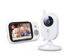 Victure Babyphone Caméra Moniteur bébé 3.2 LCD Couleur Vidéo Bébé Surveillance 2.4GHz Transmission, Vision Nocturne, Communication Bidirectionnel, Capteur de Température, VOX, Berceuses, Rechargeable