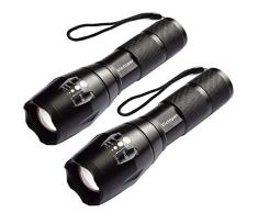 Mini Lampe Torche LED - FAGORY Lampe de Poche LED Torche Militaire Enfant, Zoomable, 5 Modes Intensité dillumination Ajustable, Super Bright 1000 Lumens, Antichoc, Anti-dérapant [Lot de 2]