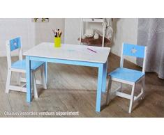 Table en bois pour enfant - Bleu et blanche