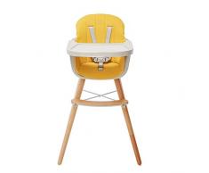 ZHAOYONGLI Chaise Haute bébé Chaise Haute Évolutive Chaise d'alimentation en bois massif Créatif Forte Durable Longue durée de vie (Couleur : Le jaune, taille : Large)