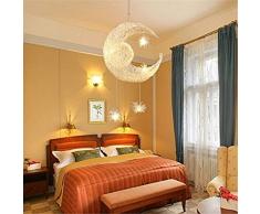 Lustre lune étoiles pour chambre d'enfant Lustre suspendus Plafonnier à domicile avec lumière douce ,40*100cm
