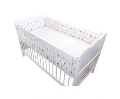 TupTam Tour de Lit Bébé Long Rembourré Protection, étoiles Rose, 420x30cm (Lit 140x70)