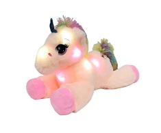 Comtervi Peluche Licorne LED Peluche Peluche Animal Lumineux Licorne Peluche Figurine Arc-en-Peluche Jouet Cadeau De Noël pour Enfants 40 CM