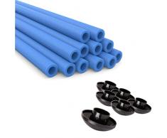 Ampel 24, Lot de 12 mousses de Protection + 6 Capuchons pour piquets de Trampoline | Bleu | pièces de Rechange pour 6 Barres