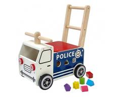 IM Toy - IM87701 - Le Camion De Police - Porteur En Bois Evolutif Pour Bébé - Jouet En Bois 12 mois - Véhicule A Pousser Pour Enfants