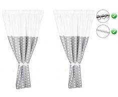 Vizaro - RIDEAUX pour CHAMBRE de BÉBÉ | ENFANT (2x) Set (2x) (155x155cm) - 100% COTON - Fabriqué UE pas de substances nocives - C. Pois Blancs