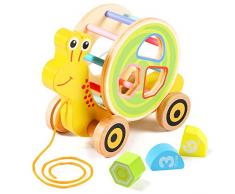 Lewo Jouet à Tirer avec Forme Trieuse en Bois Pousser Pull Jouet Tirer sur Le Jouet Jouets Éducatifs Marcher Un Long Jouet pour 1 2 Ans Tout-Petit Bébé Garçon Fille