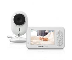 Babyphone Caméra Vidéo,Dragon Touch DT40 4.3 Pouces LCD Couleur Moniteur Bébé Surveillance,Vision Nocturne,VOX,4 Caméras,Capteur de Température,Berceuse,Audio Bidirectionnel