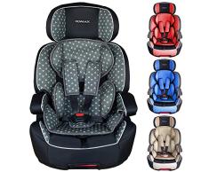 XOMAX XL-518 Siège auto pour enfant avec ISOFIX I 9-36 kg, 1-12 ans, groupe 1/2/3 I Harnais 5 points et 3 points I housse amovible et lavable I ECE R44/04 I gris/noir