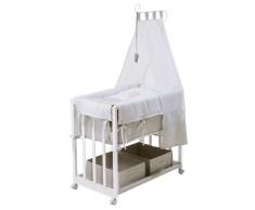 roba Berceau cododo ‘Babysitter 4 en 1’, bois laqué en blanc, collection ‘Heartbreaker’, utilisable comme cododo, berceau (avec pieds balancelle), petit lit (avec roulettes) et banc, avec matelas