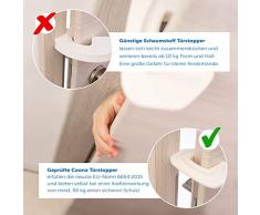 Coona - Lot de 3 Bloque Porte Bébé Anti-Coincements - Cale Porte de Sécurité - Butée de porte antidérapante - Stop Coince Doigt Enfant, Résistant jusqu’à 50 kg - Blancet coin de porte en un - Blanc