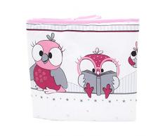 Callyna® - Tour de lit respirant 100% Union Européenne. Chouette Rose Fuchsia. 100% coton sans colorant chimique.