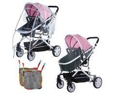 DigHealth Habillage Pluie Poussette Universelle, avec Moustiquaire pour Landau, Lit parapluie, Imperméable Contre la Pluie, Protection Optimale Contre Les Guêpes, 2 Rangement Sacs, sans PVC