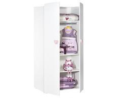 BABY PRICE New Basic Armoire Chambre Bébé 2 Portes avec Bouton Cœur Rose