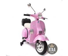 ATAA CARS Moto Vespa Officiel 12v électrique pour Enfants Licence Piaggio - Rose