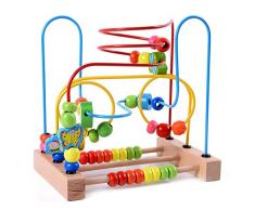 Lewo Jouet de Premier Age Jeu déveil Labyrinthe de Perles Boules Boulier Circuit de Motricité en Bois Jeu de Société pour Bébé Fille Garçon