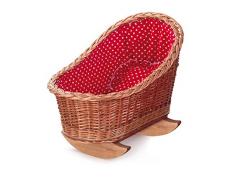 Egmont Toys Berceau en Osier Rouge et Coeurs Blancs