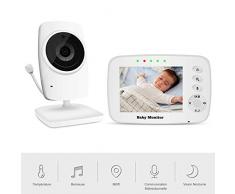 Moniteur Bébé, Tresbro Babyphone Caméra Surveillance Numérique sans Fil, Zoomable Nouveau née Ecoute Bébé avec 3.2 LCD, Voix Bidirectionnelle, Vision Nocturne, Capteur de Température, Berceuses