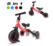 Inconnu besrey 5 en 1 Tricycle Vélo Enfant Tricycle Bébé Tricycle Évolutif pour Enfant Vélo Draisienne Vélo sans Pédale pour Bébé 1-4 Ans,Rouge