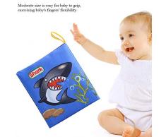 Livres en Tissu Doux pour Bébé Tissu Développement Cognitif Précoce Jouets Educatifs Enfants Apprenant Coloré Livre de Lecture de Bande Dessinée pour Bébé Garçons Filles Douche Cadeaux(Ocean)