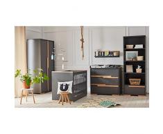Chambre complète lit bébé 60x120 - commode à langer - armoire 2 portes Snap - Gris et bois