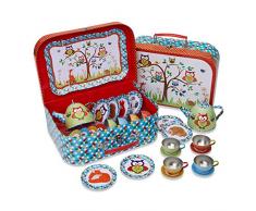 Dinette Metal et Coffret Forêt Enchantée (Service de 14 Pièces pour Enfants) Rouge, Bleu, Vert