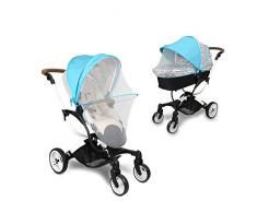 ZJ RIGHT Moustiquaire pour poussette, moustiquaire pour poussette avec soutien 3D, fermeture éclair à double sens, lavable en machine, protection idéale contre les guêpes et moustiques – Bleu (2 en 1)