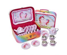 Lucy Locket Coffret et Dinette Metal Licorne Magique (Set de 14 Pièces Roses pour Enfants)