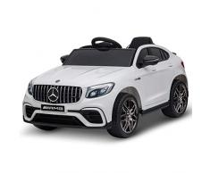 Homcom Voiture véhicule électrique Enfants 12 V 35 W V. Max. 3 Km/h télécommande Effets sonores + Lumineux Blanc Mercedes GLC AMG