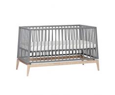 Leander Luna Lit bébé 140 x 70 cm – Gris/chêne sans mat