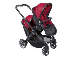 Chicco - Poussette Double Fully 0+ - Poussette ou Landau, 19 configurations - Red Passion