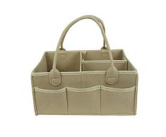 Surrui Panier de Rangement pour Bébé Organiseur Chambre Bébé Rangement pour Nurserie Range Couches Bébé Liste de Naissance Table à Langer Panier Cadeau pour Fille et Garçon Kaki 33 * 23 * 18.5cm