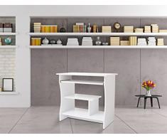 Rebecca Mobili Table Informatique Chambre d'enfant Bureau, Secretaire avec Plateau Coulissant, Bois Blanc, Maison Bureau – Dimensions: 73 X 80 X 48 cm (HxLxL) - Art. RE4945