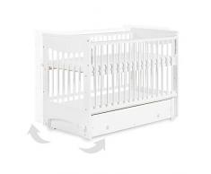 LUNA Lit bébé à bascule avec sommier réglable + tiroir de rangement