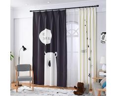 GWELL Rideau Occultant à Oeillets Rideaux Thermique de Fenêtre de Chambre Enfant Ours Traces Noir (1 pièce)