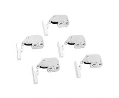 Gedotec Fermeture à Ressort Porte dArmoire | Verrou « Push to Open » Automatique pour Portes Battantes de Placard | Loquet en Acier Nickelé 34x27x11mm et Réceptacle Plastique 35x11x11mm | Lot de 10