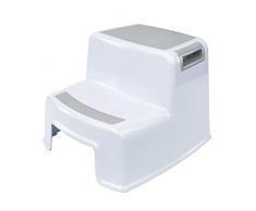 Tabouret en deux étapes pour enfants, tabouret bébé 2 marches, tabouret enfant en bas âge, siège de toilette antidérapant, tabouret en plastique pour enfants au lit, salle de bain, blanc et gris