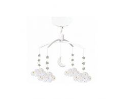 TROUSSELIER - Mobile Musical - Nuage - Coton imprimé Etoiles - Musique Lullaby de Mozart - Classique Chic - Idéal Cadeau de Naissance - Facile à Installer - Colori Blanc