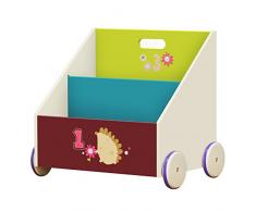 labebe Etagère Bois, Etagère Rangement pour Enfant en 1 an Plus sur Le Design avec Hérisson Bleu, Bibliothèque Enfant avec des Roués 2-en-1 Utilisé comme Walker, Etagère Enfant/Petite Etagère Chambre