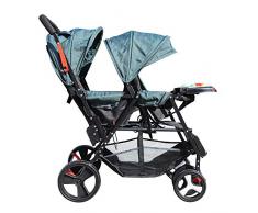 Poussette Poussette Canne Bébé Capacité 66LB Mini Double Poussette Bébé Landau Poussettes Jumelle Musique Intégrée (Bleu)